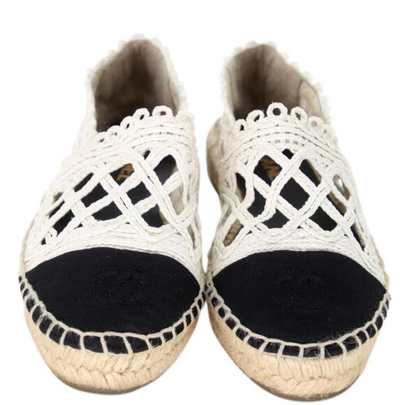 Chanel Espadrille 37 Woven Fabric Grosgrain Cc Cap-toe Flats CC-S0207P-C036 - Picture 4 of 12